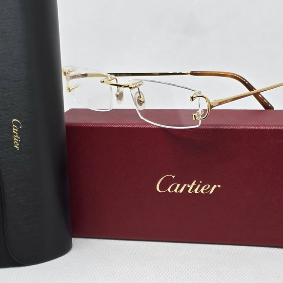 CARTIERGold Rimless Eyeglasses 100% AUTHENTIC